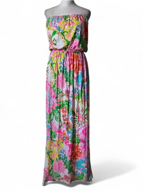Lilly Pulitzer for Target Nosey Posey Floral Strapless Maxi Dress size Medium - Picture 3 of 10